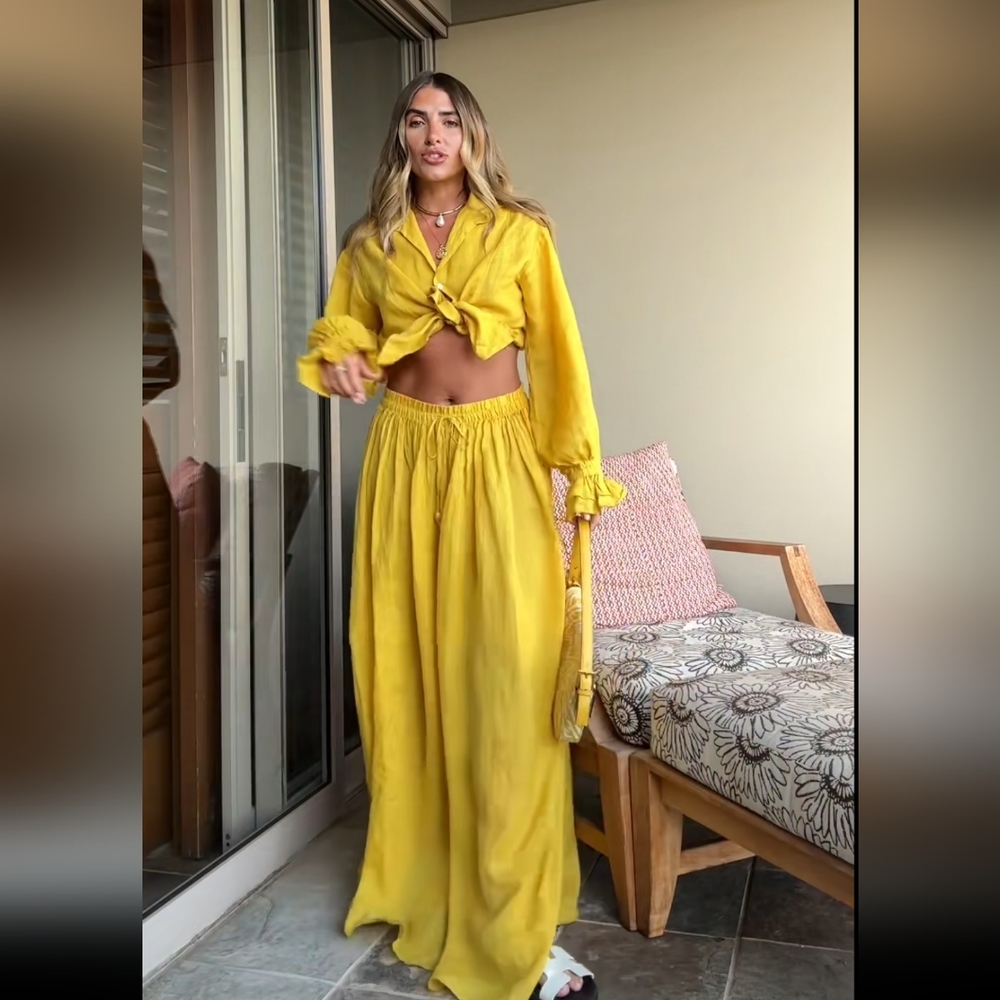 ZARA MAXI BOHO SKIRT YELLOW SIZE XS - Picture 5 of 15